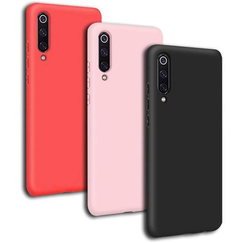 3x Coque Samsung Galaxy A30s, Coque Silicone Samsung Galaxy A30s Housse De Protection Souple Étui Flexible Soft Tpu Gel Slim Bumper Case Matte Couleur Unie Noir Rose Rouge