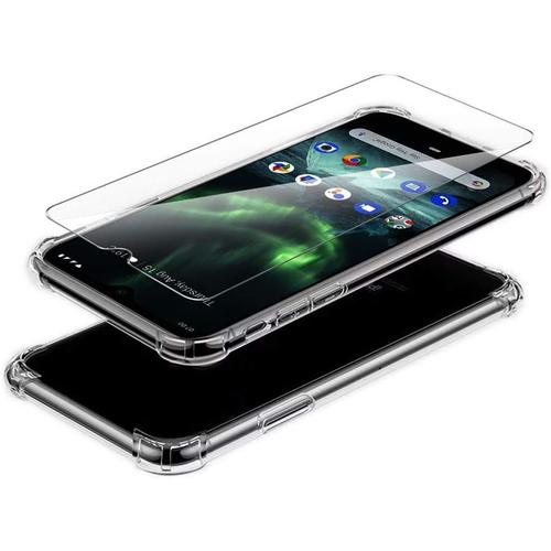 Coque Pour Oppo Realme 5 Pro 6.3"" + Protecteur D'écran Coque De Protection Fine Et Transparente Avec Renfort D'angle Coques Souples En Tpu