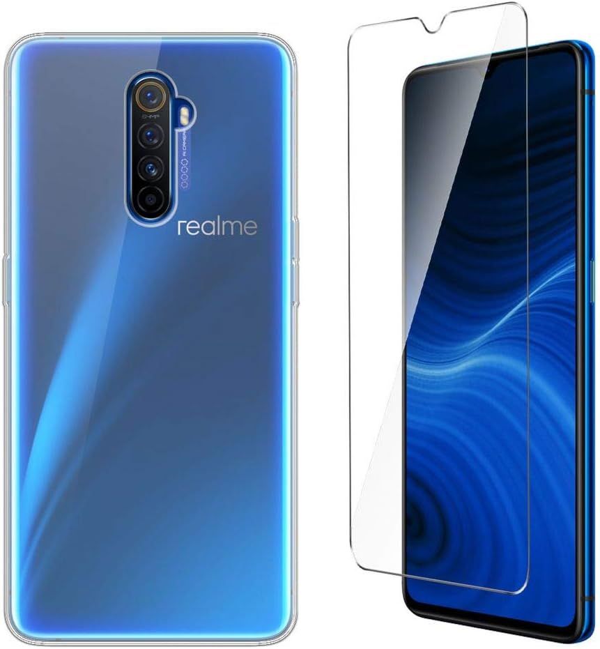 Coque Pour Realme X2 Pro + Protecteur D'écran Film De Protection En Verre Trempé Coque Transparente En Silicone Tpu Souple Pour Oppo Realme X2 Pro 6,5"" Transparent