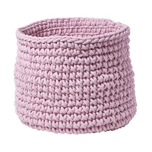 Grand Panier Rond Tresse En Tricot Rose Pastel 42 X 37 Cm