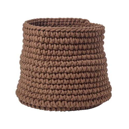 Grand Panier Rond Tressé En Tricot Chocolat 42 X 37 Cm