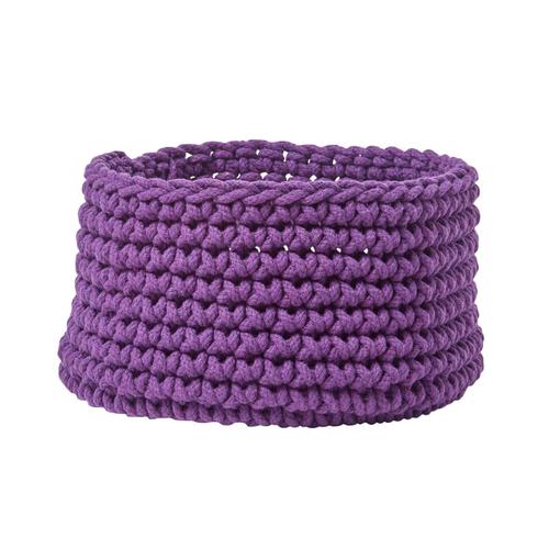 Petit Panier Rond Tresse En Tricot Violet Fonce 37 X 21 Cm