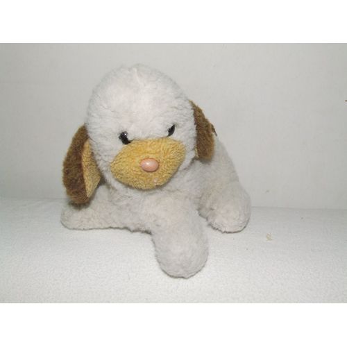 Chien Pastel Blanc Marron Beige 22 Cm Ancien Vintage Boulgom