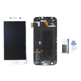 Lcd Écran Digitizer Tactile Compelt Vitre Blanc Avec Cadre Pour Samsung Galaxy S6 G9200 G920f