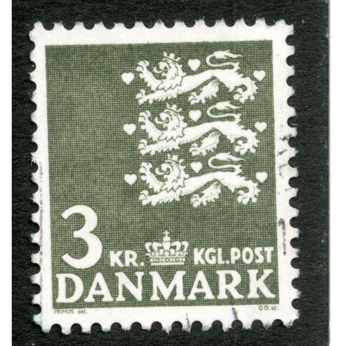 Timbre Oblitéré Danmark, 3kr, Kgl Post,