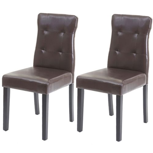 2x Chaise De Salle À Manger Hwc-E58, Fauteuil   Similicuir Marron, Pieds Foncés