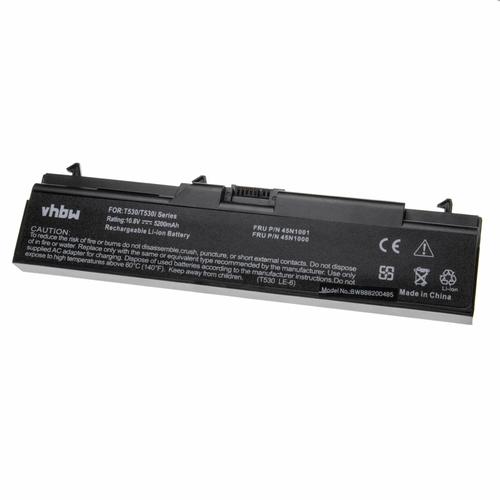 vhbw batterie compatible avec Lenovo ThinkPad L512, L520, SL410, SL410 2842, SL410 2874, SL410k 2842 laptop (5200mAh, 10.8V, Li-Ion, noir)