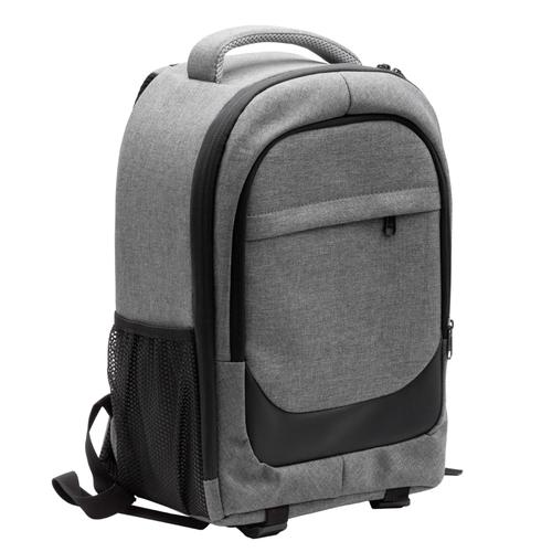 vhbw Sac à dos compatible avec appareils photo, objectif, accessoires-Toile imperméable, noir, rembourrage gris