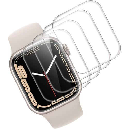 Lot De 4 Films De Protection En Verre Blindé Apple Watch 7 41 Mm Pour Apple Watch Series 7 41 Mm Film De Protection D'écran En Tpu Souple Antibulles Compatible Avec Apple Watch Series 7 41 Mm