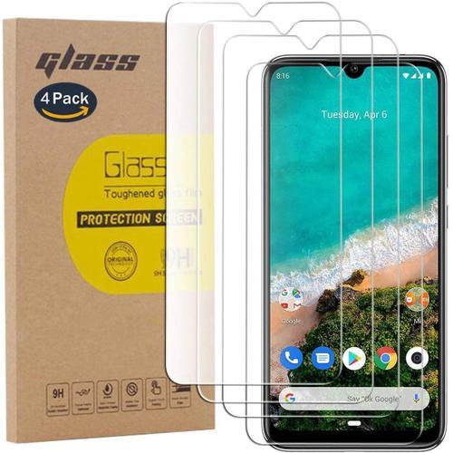 4 Pack Film Protection En Verre Trempé Écran Protecteur Vitre Pour Xiaomi Mi A3 Glass Protector Haute Transparence Super Résistant Sans Bulles D'air 0.26mm/9h