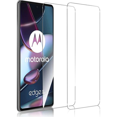 Lot De 2 Films De Protection D'écran Compatibles Avec Motorola Moto Edge 30 Pro En Verre Trempé Résistant Aux Rayures Anti Éclats Transparent Installation Facile