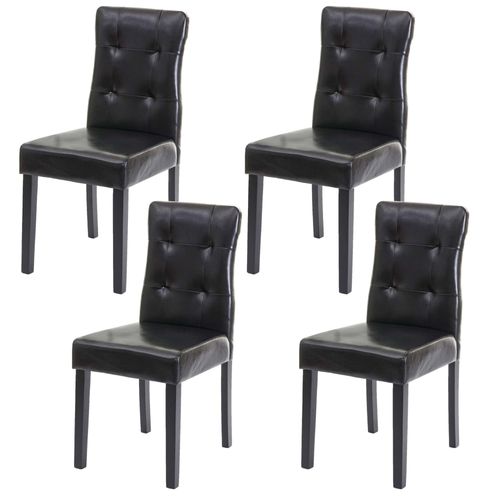 4x Chaise De Salle À Manger Hwc-E58, Fauteuil   Similicuir Noir, Pieds Foncés