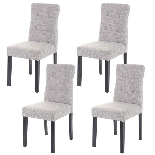 4x Chaise De Salle À Manger Hwc-E58, Fauteuil   Tissu Gris, Pieds Foncés