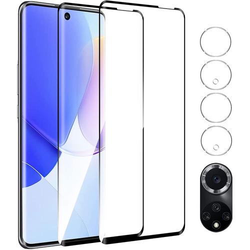 Compatible Avec Huawei Nova 9 Protecteur D'écran, 2 Pièces En Verre Trempé Incurvé 3d, 2 Pièces Sans Bulles, Dureté 9h, Anti Traces De Doigts.