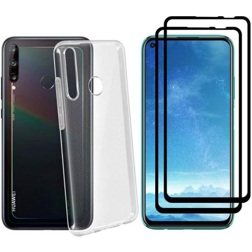 Coque Pour Huawei P40 Lite E Et 2 Verres Trempe Bord Noir Film Protection Ecran