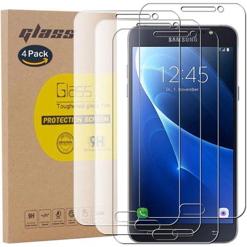 4 Pack Film Protection En Verre Trempé Écran Protecteur Vitre Pour Samsung Galaxy J7 2016 J710 Glass Protector Haute Transparence Super Résistant Sans Bulles D'air 0.26mm/9h