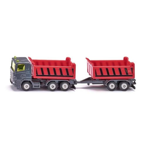 Modèle Réduit : Camion-Benne Avec Remorque Basculante Et Remorque À Benne Basculante