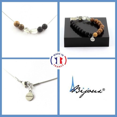 Parure Bracelet Collier Quartz Tourmaline Rutile Du Brésil + Perles Taille Personnalisable.
