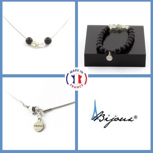 Parure Bracelet Collier Quartz Tourmaline Rutile Du Brésil + Perles Taille Personnalisable.