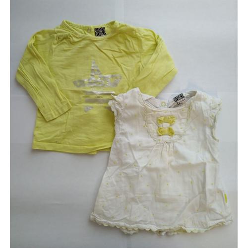 Ensemble Blouse Et T-Shirt Manches Longues Tape À L'oeil Bebe Fille Taille 6 Mois