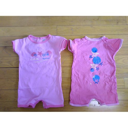 Lot De 2 Combinaisons Roses Été Bébé Fille Taille 6 Mois