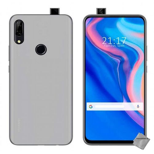 Housse Etui Coque Pochette Silicone Gel Fine Pour Huawei P Smart Z + Film Ecran - Blanc Transparent
