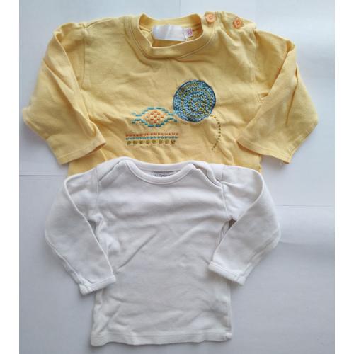 Lot De 2 T-Shirts Manches Longues Taille 12 Mois