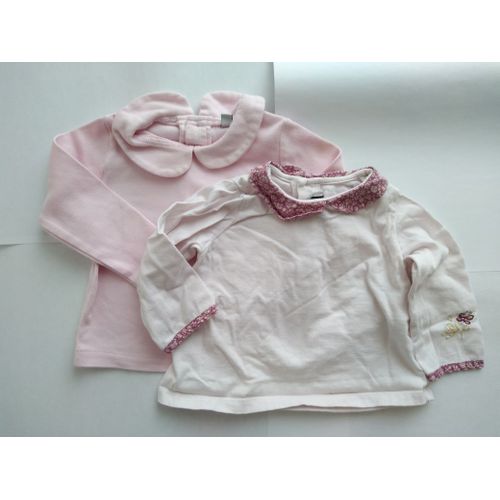 Lot De 2 T-Shirts Manches Longues Bébé Fille Taille 12 Mois