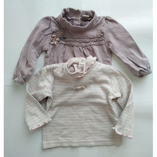 Lot De 2 Sous-Pulls Grain De Blé Et Tape À L'oeil Bébé Fille Taille 12 Mois
