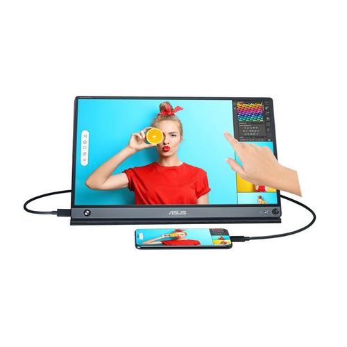 ASUS ZenScreen Touch MB16AMT - Écran LCD - 15.6" - portable - écran tactile - 1920 x 1080 Full HD (1080p) - IPS - 250 cd/m² - 700:1 - 5 ms - Micro HDMI, USB-C - haut-parleurs - gris foncé