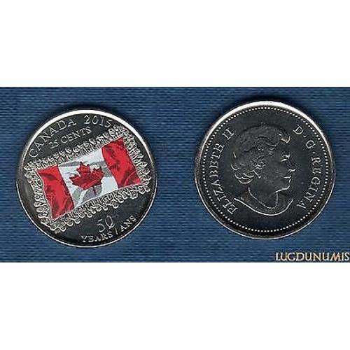 Pièce De 25 Cents Avec Drapeau Du Canada