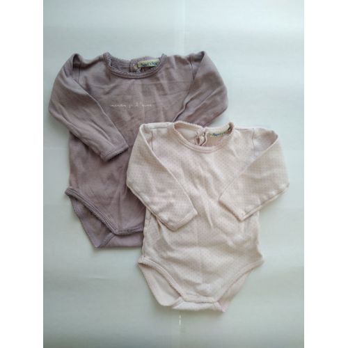 Lot De 2 Bodies Manches Longues Fille Taille 12 Mois