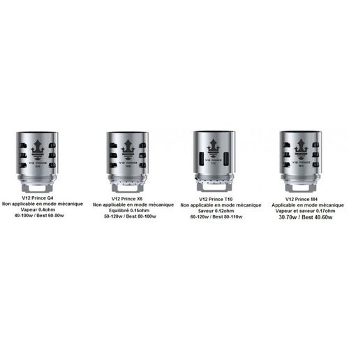 Résistance Tfv12 Prince - pack de 3 - Smok- Genre : Mesh 0.15 ohm