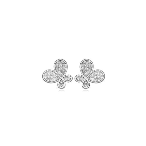 Boucles D'oreilles Plaqué Rhodium Et Cubic Zirconia Blancboucles D'oreilles Papillon Plaqué Rhodium Et Cubic Zirconia Blanc - Crystal Pearl Pdc C315 Unique