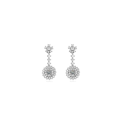 Boucles D'oreilles Pendantes Plaqué Rhodium Et Cubic Zirconia Blanc - Crystal Pearl Pdc C321 Unique