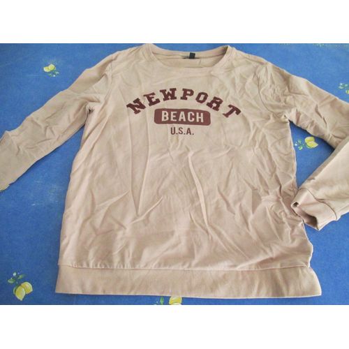 Pull / Sweat Beige " Newport Beach Usa " 18 Ans - Taille M