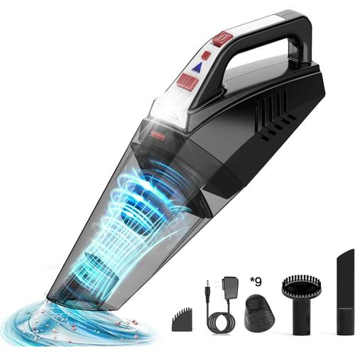 Aspirateur à Main sans Fil, 9000Pa Mini Aspirateur de Table avec lumière LED, 12.6V 120W pour Poils d'animaux, Cuisine, Bureau, Voiture