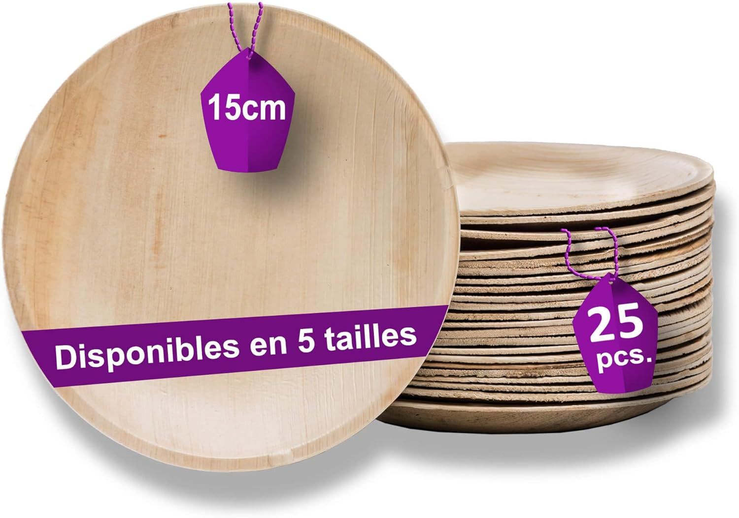 Nuances Naturelles Du Blanc Au Brun Nuances Naturelles Du Blanc Au Brun Assiette Palmier Bio - 25 Assiettes Rondes Ø 15 Cm – Vaisselle Jetable De Qualité