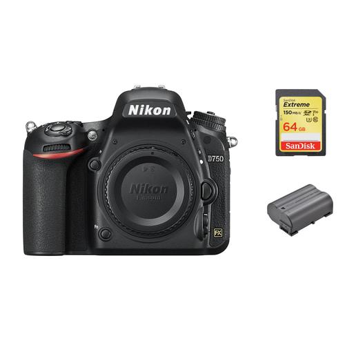 NIKON D750 reflex 24.3 mpix Boîtier nu + 64GB SD card + EN-EL15B Battery