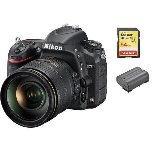 NIKON D750 reflex 24.3 mpix KIT AF-S 24-120MM F4G ED VR + 64GB SD card + EN-EL15B Battery