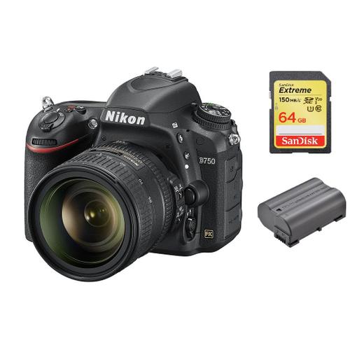 NIKON D750 reflex 24.3 mpix KIT AF-S 24-85MM F3.5-4.5G ED VR + 64GB SD card + EN-EL15B Battery