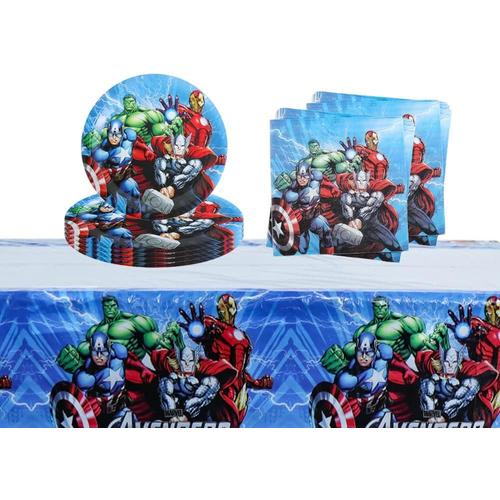 A A Ensemble D'anniversaire,Vaisselle Anniversaire avengers,Decoration Anniversaire avengers Assiettes Serviettes Nappe,Peut