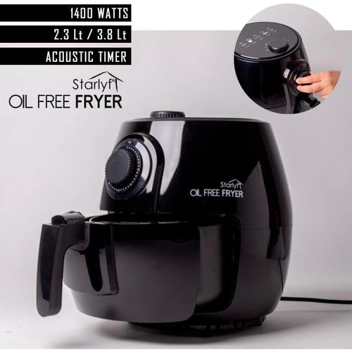 Noir Oil Free Fryer, Friteuse d'air Chaud sans Huile avec température réglable, 1400 w, 3.8 L, 360o Air Circulation