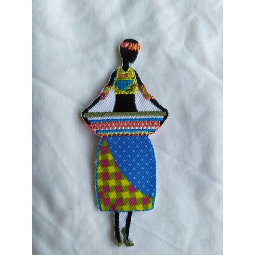 Écusson Brodé Thermocollant Ethnique Femme Africaine