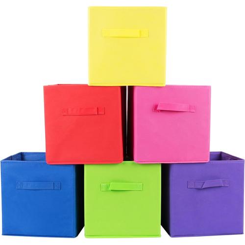 Rouge, Violet, Vert, Pêche, Bleu, Jaune Rouge, Violet, Vert, Pêche, Bleu, Jaune BOUNDLESS Boîte de rangement, Boîtes à cubes pliables, Organiseur en tissu