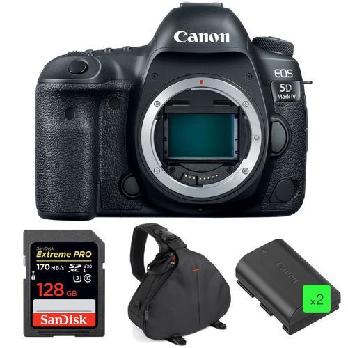 Canon EOS 5D Mark IV Nu + SanDisk 128GB Extreme PRO UHS-I SDXC 170 MB/s + 2 Canon LP-E6N + Sac | Garantie 2 ans