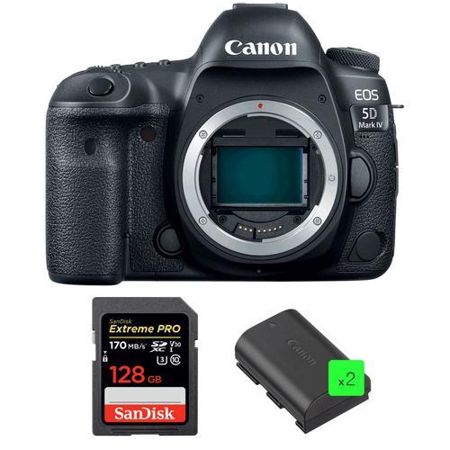 Canon EOS 5D Mark IV Nu + SanDisk 128GB Extreme PRO UHS-I SDXC 170 MB/s + 2 Canon LP-E6N | Garantie 2 ans