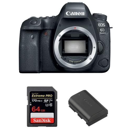 Canon EOS 6D Mark II Nu + SanDisk 64GB Extreme PRO UHS-I SDXC 170 MB/s + Canon LP-E6N | Garantie 2 ans