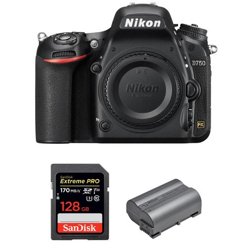 Nikon D750 Nu + SanDisk 128GB Extreme PRO UHS-I SDXC 170 MB/s + Nikon EN-EL15b | Garantie 2 ans