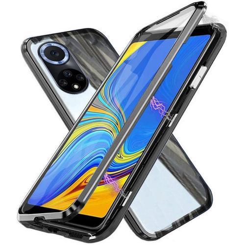 Coque Pour Huawei Nova 9 / Honor 50, Adsorption Magnétique Coque Avant Et Arrière Verre Trempé Case Cover Bumper Métal Frame Cover 360 Degrés Antichoc Ultra Mince Etui Housse, Noir